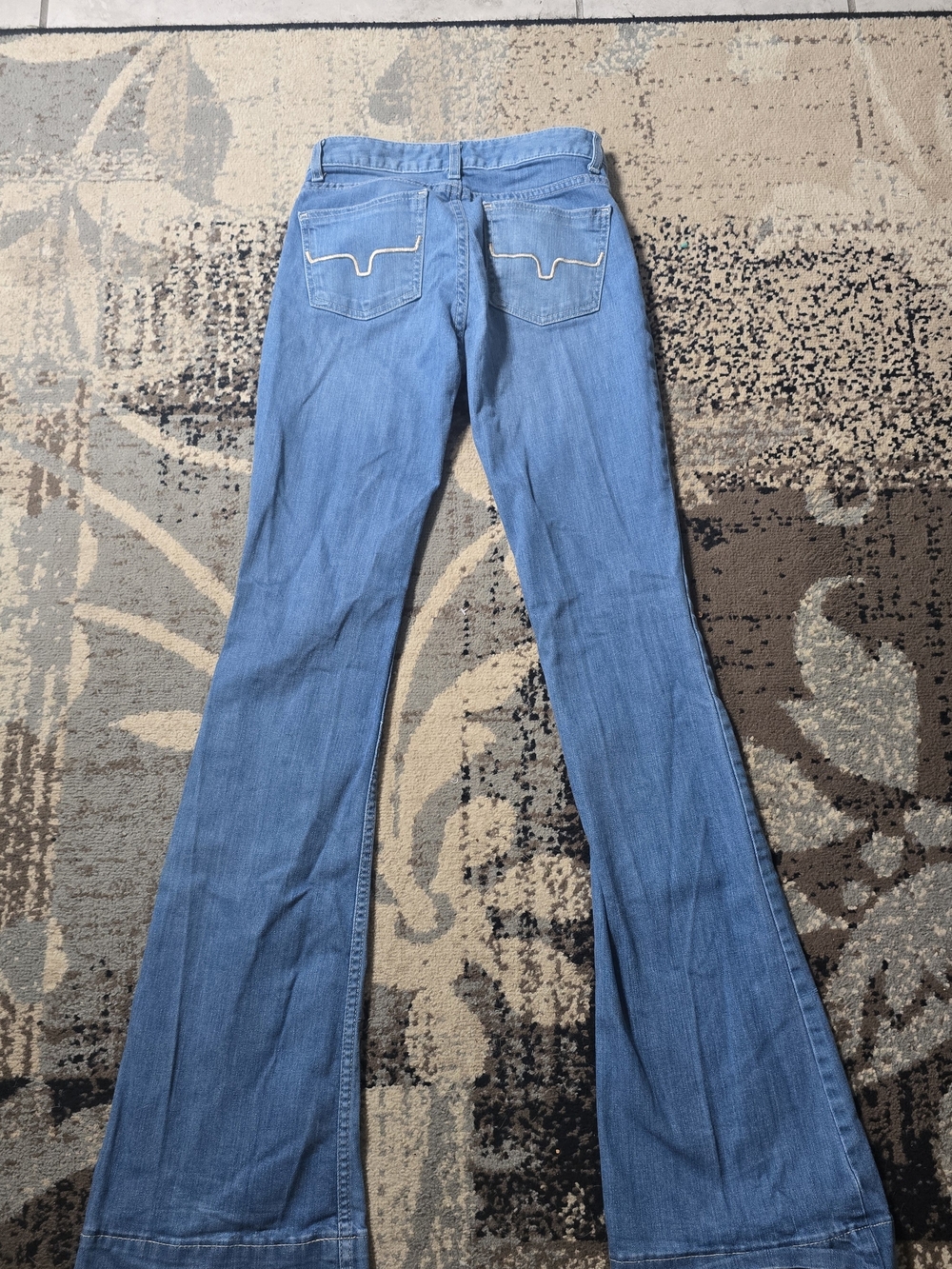 Women's Light Blue Flare Jeans - Mid Rise Wide Leg